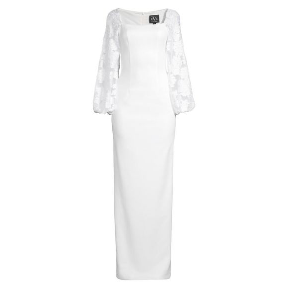 Nwt Black Halo Tiana Burnout-Sleeve Column Gown $460